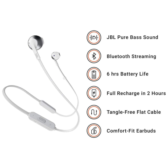 JBL Tune 205BT by Harman Wireless Earbud Headphones with Mic (Gold)