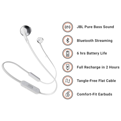 JBL Tune 205BT by Harman Wireless Earbud Headphones with Mic (Gold)
