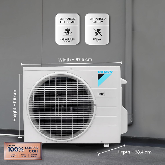 Daikin 0.8 Ton 3 Star, Fixed Speed Split AC FTL28U, White