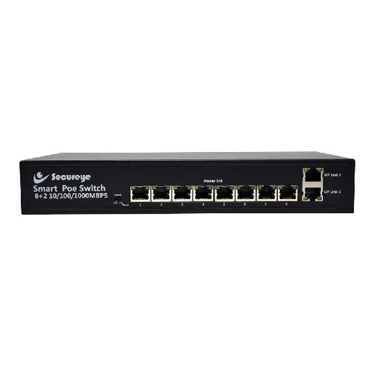 Secureye (S-8FE-2UG-LD) 8 PoE + 2 Uplink Ports 10/100/1000 Mbps
