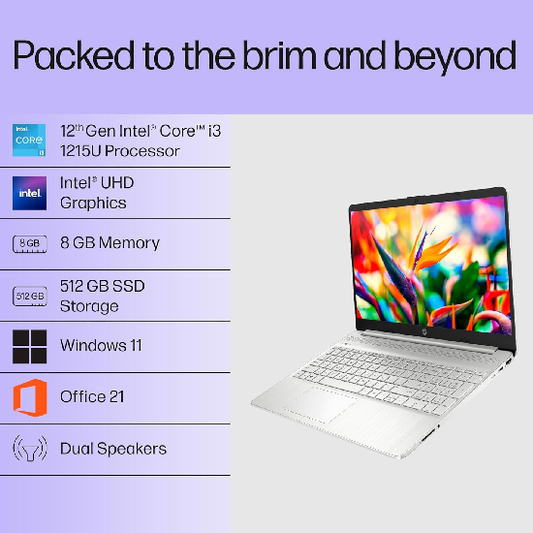 HP 15s, 12th Gen Intel Core i3-1215U, 8GB DDR4, 512GB SSD