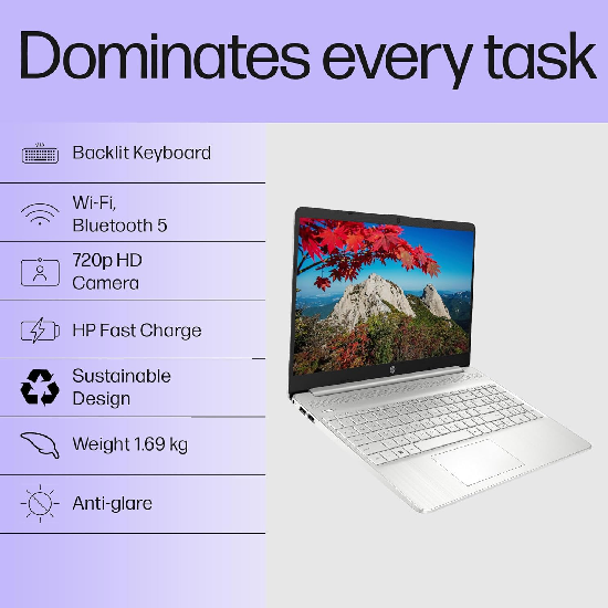 HP 15s, 12th Gen Intel Core i3-1215U, 8GB DDR4, 512GB SSD