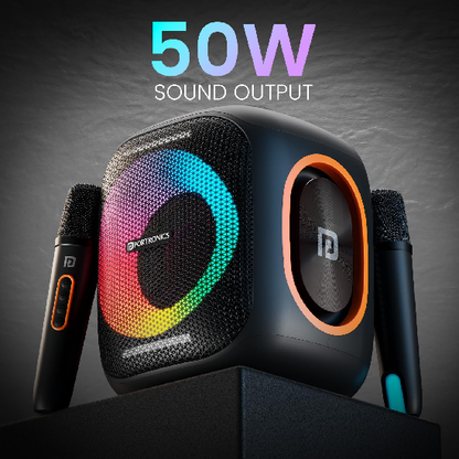 Portronics Dash 10 50W Wireless Bluetooth Party Speaker With Dual Wireless Karaoke Mic