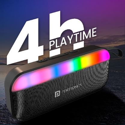Portronics Plugs 3 15W Portable Bluetooth Speaker with Inbuilt Mic, Dynamic RGB Lights