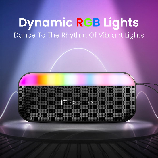 Portronics Plugs 3 15W Portable Bluetooth Speaker with Inbuilt Mic, Dynamic RGB Lights