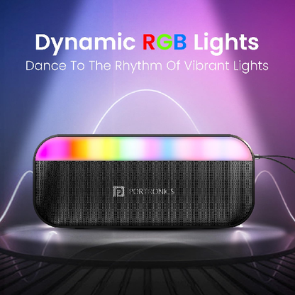 Portronics Plugs 3 15W Portable Bluetooth Speaker with Inbuilt Mic, Dynamic RGB Lights