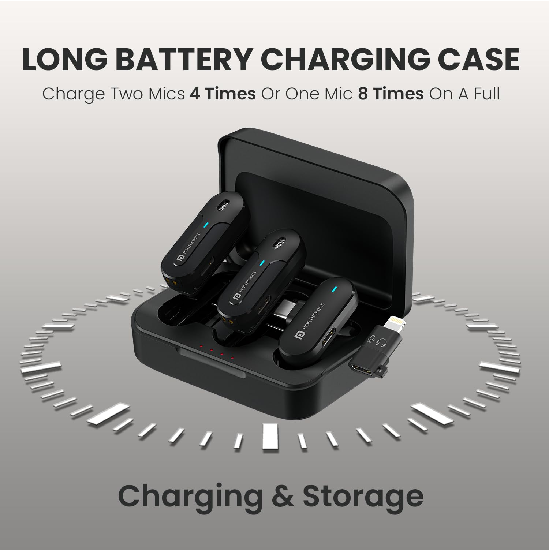 Portronics Vlogmate 2 Dual Wireless Microphone with Type C & 8 Pin Receiver