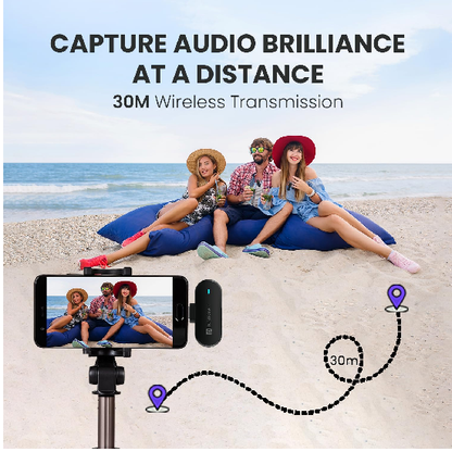 Portronics Vlogmate 2 Dual Wireless Microphone with Type C & 8 Pin Receiver