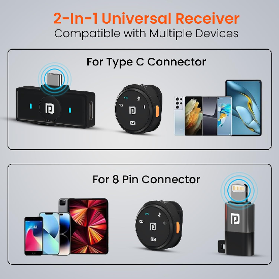 Portronics Vlogmate 3 Dual Wireless Collar Lapel Microphone with ENC Noise Cancellation