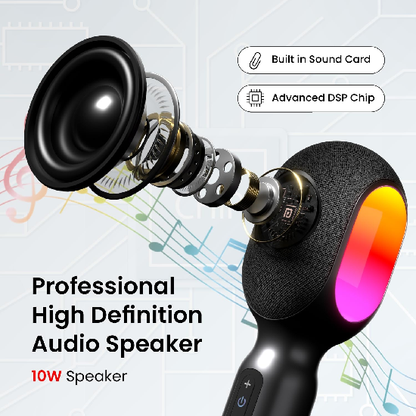 Portronics Dash 2 Wireless Bluetooth Karaoke Mic with 10W Speaker,Upto 10 Hour Playtime