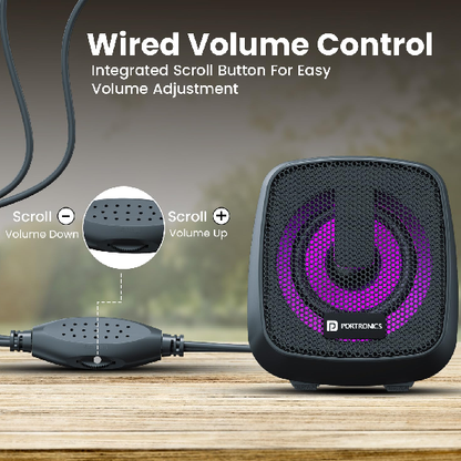 Portronics 6W in Tune 6 HD Sound 2.0 Channel Portable Desktop PC Speaker