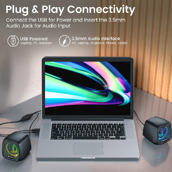 Portronics 6W in Tune 6 HD Sound 2.0 Channel Portable Desktop PC Speaker