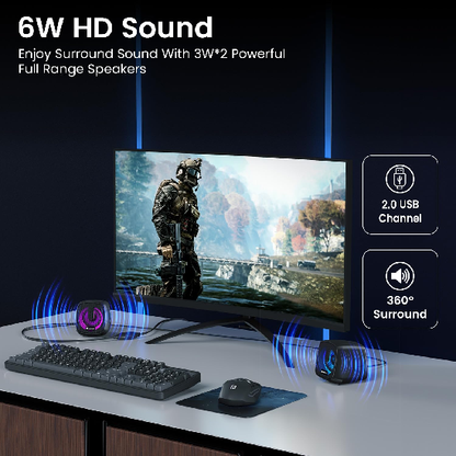 Portronics 6W in Tune 6 HD Sound 2.0 Channel Portable Desktop PC Speaker