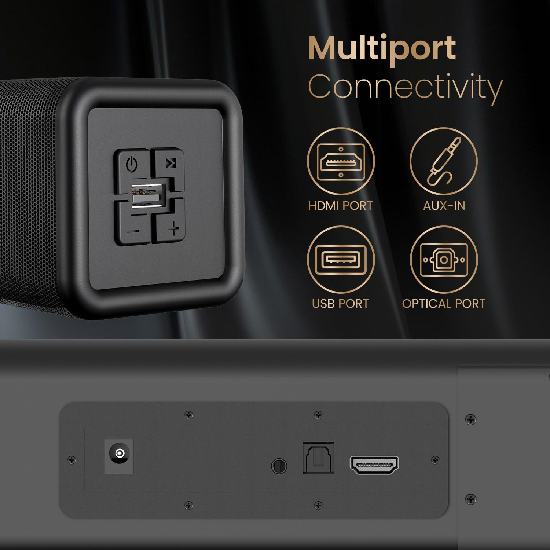 Portronics Pure Sound 107 | 200W Soundbar with Subwoofer for Deep Bass