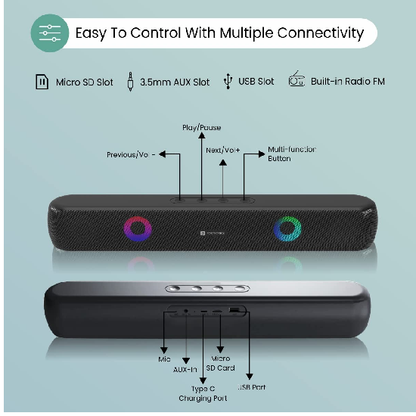 Portronics Decibel 21 10W Wireless Bluetooth Soundbar with LED Lights