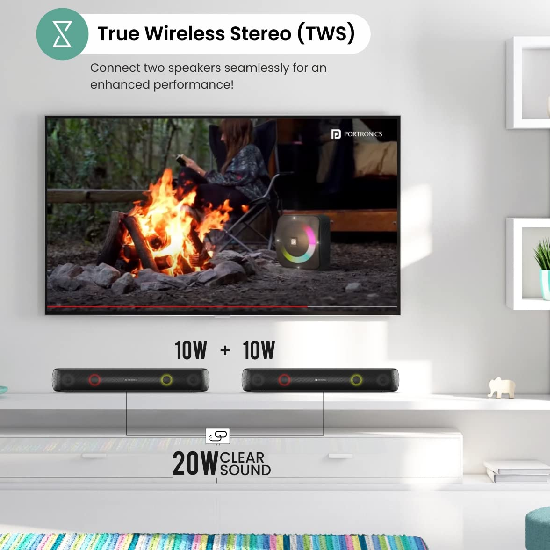 Portronics Decibel 21 10W Wireless Bluetooth Soundbar with LED Lights