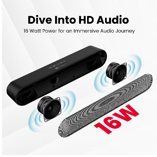 Portronics Decibel 23 16W Wireless Bluetooth Soundbar with LED Lights