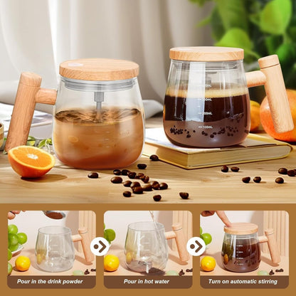 Self Stirring Mixing Cup Glass Mug 500ml