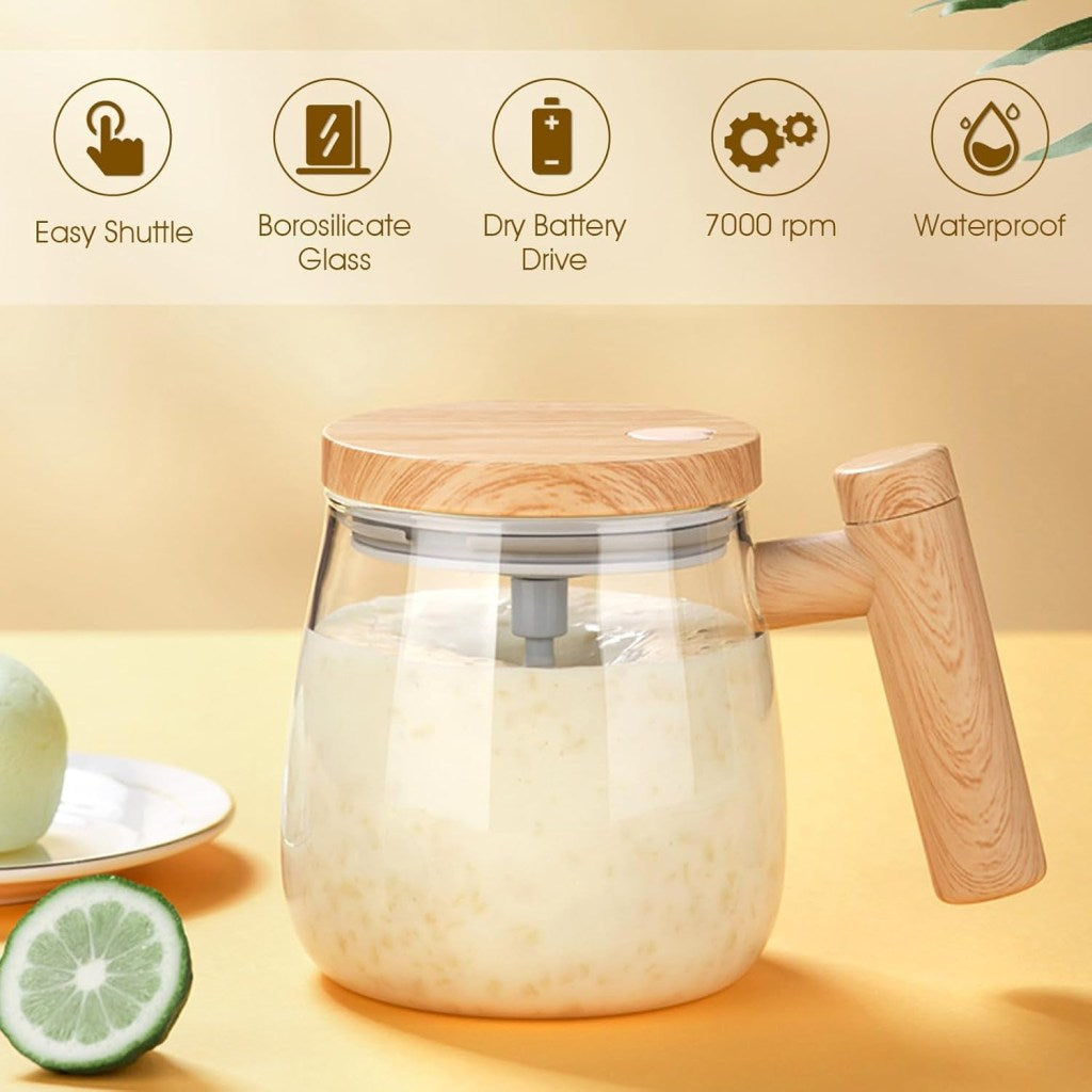 Self Stirring Mixing Cup Glass Mug 500ml