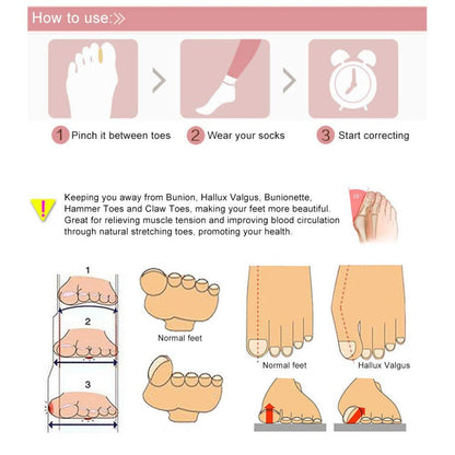 Quick Secure Silicone Gel Toe Separator Ring 1 Pair