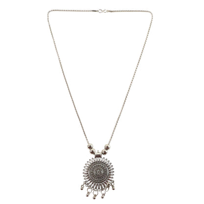 Oxidised Silver Traditional Long Necklace (1 Pc)