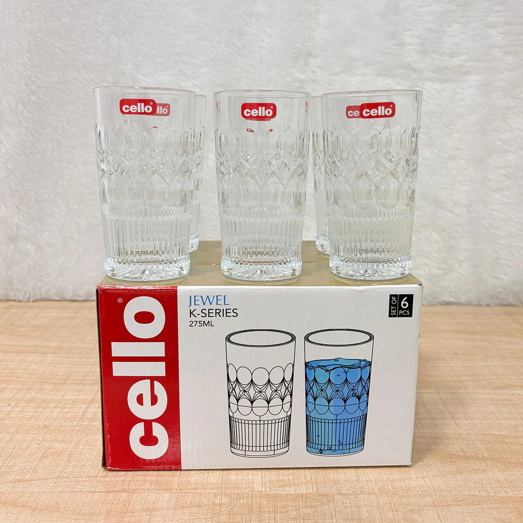 Cello Jewel K-Series Glass Tumbler Set, 275ml