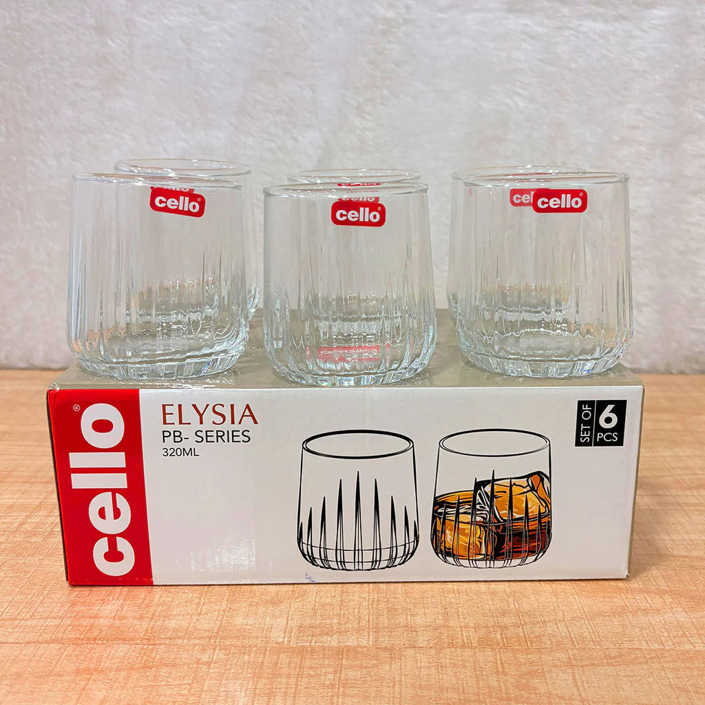 Cello Elysia Glass Tumbler Set, 320ml