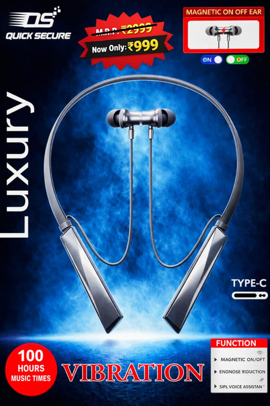 Quick Secure Wireless Earphones Bluetooth 500h Luxury Neckband