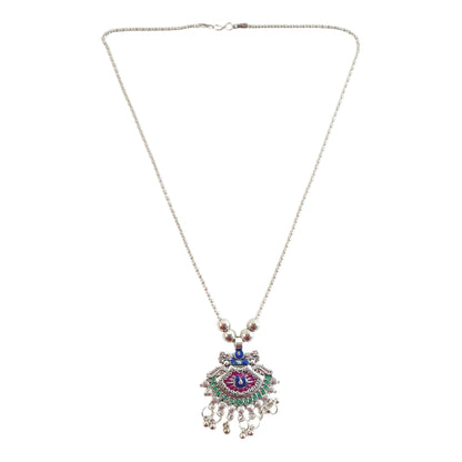 Elegant Traditional Oxidised Temple Motif Long Necklace (1 Pc)