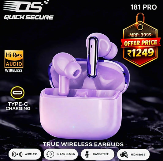 Quick Secure Airdopes 181 Pro TWS Earbuds with 100 Hours Playback